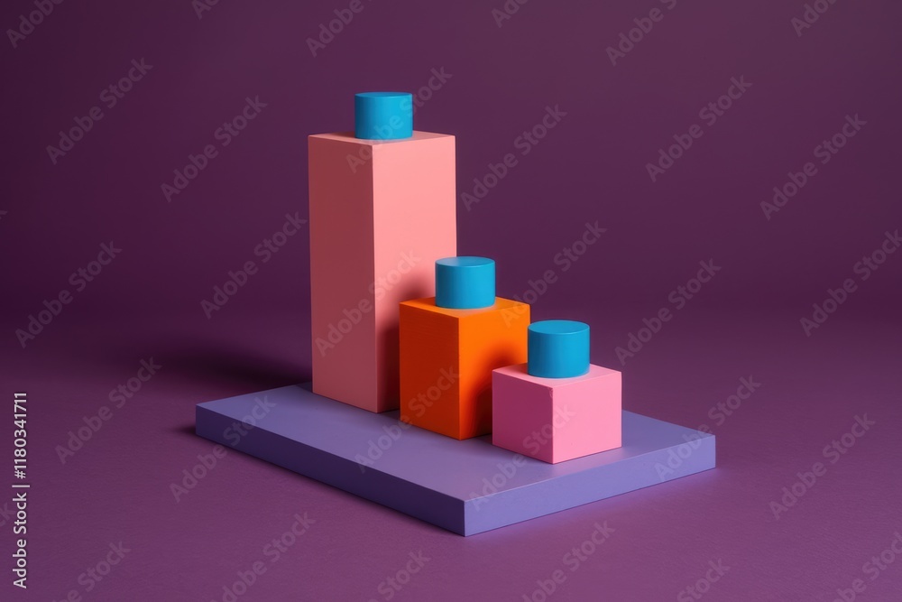 Aufkleber colorful geometric blocks arranged in descending order, creating a visually appealing and abstract r