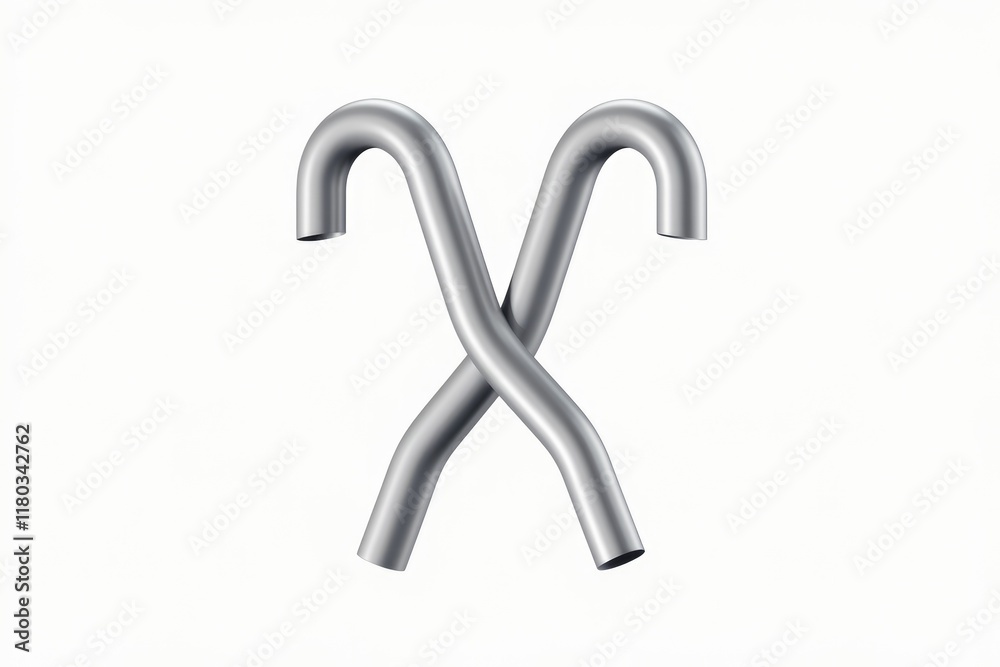 Poster Two metallic pipes are crossed in an 'X' shape, creating a simple yet striking visual.