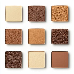 Fototapeta premium Nine textured squares arranged in a grid, showcasing various shades of beige, brown, and chocolate.