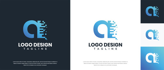 Letter A technology logo design. A letter technology connection logo template. Technology logo symbol icon