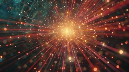 Futuristic digital network visualization featuring illuminated connections and urban elements