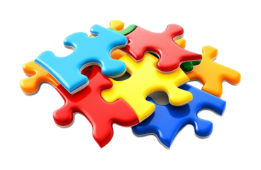 Challenging Jigsaw Puzzle for Mind Games Isolated on White Background