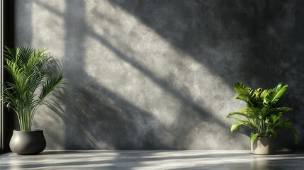 Stylish grey shades backdrop with copyspace for presentation or your company logo. 3D rendering, mock up