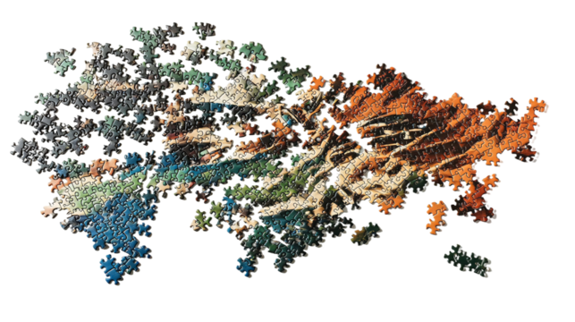 Challenging Jigsaw Puzzle for Mind Games Isolated on White Background