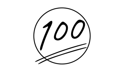 シンプルなペンで書いた手描きの100点