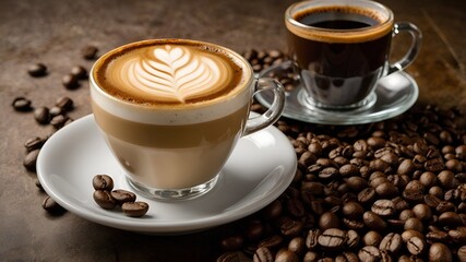 cup of coffee with beans