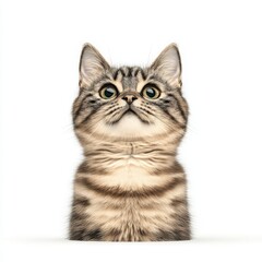 Cute striped Oregon Rex cat gazing curiously, showcasing its adorable features and playful spirit.