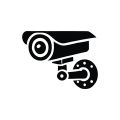 Minimalist CCTV Camera Silhouette Icon and logo for Surveillance and Security
