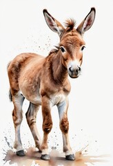 Fototapeta premium cute watercolor painting of mule