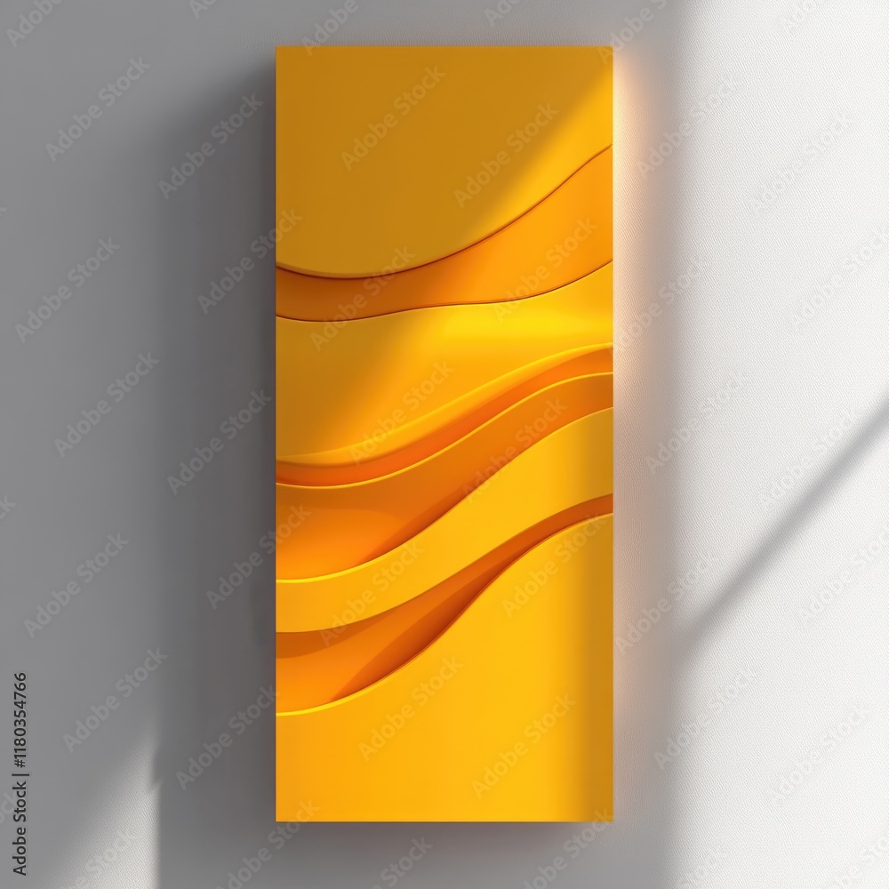 Poster a textured wall with a bright yellow wave design, suitable for use in home decor or design projects