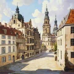 Fototapeta premium Urban scene with a clock tower, suitable for use in architecture or cityscape projects