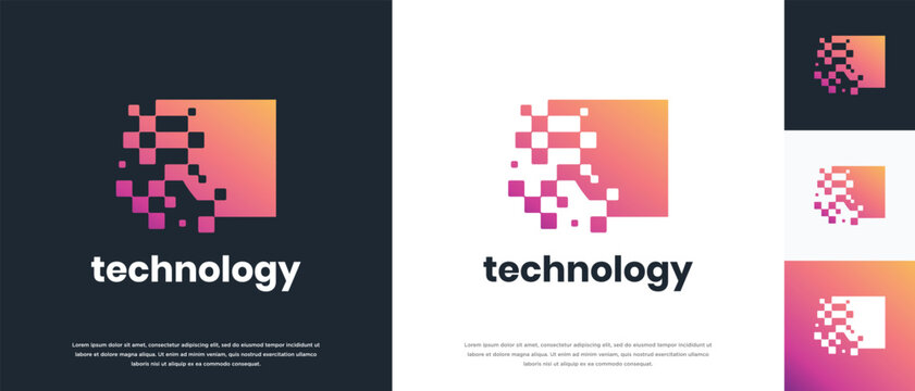 Box technology logo design. Box technology connection logo template. Technology logo symbol icon