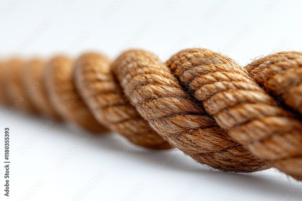 Leinwandbilder close-up view of a rope on a clean white surface, ready for use or display