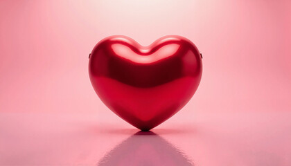 Obraz premium Shiny red heart on pink background