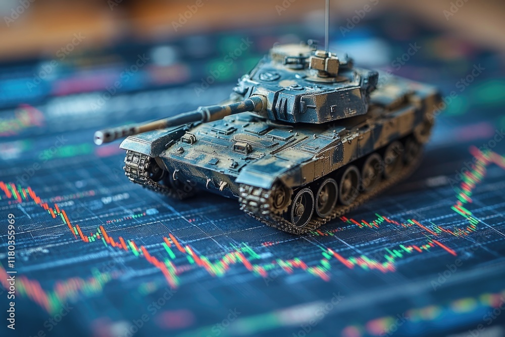 Poster a small toy tank placed on a tabletop, ready for imaginative play or display