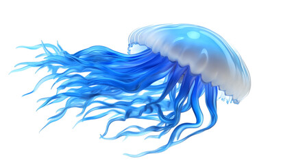 Jellyfish with flowing tentacles and a glowing texture isolated on white background