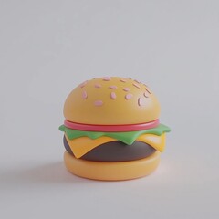 delightful 3D rendered cheeseburger illustrating fast food appetizing meals fun playful food imagery