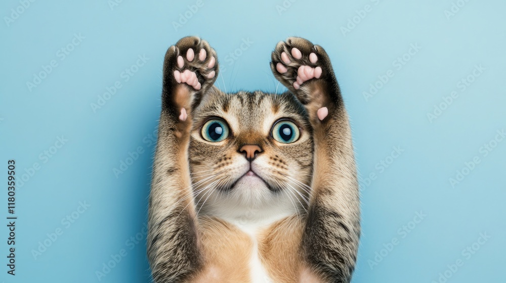 Poster a curious cat showing off its claws