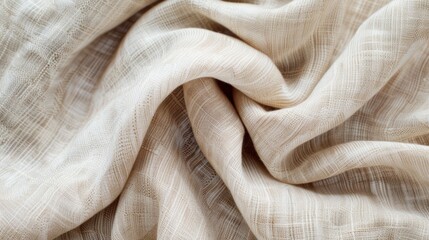 Cream-colored linen fabric with textured creases and soft folds