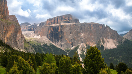 Spectacular landscape on Italian Alps Mountain Dolomite at Val Gardena
