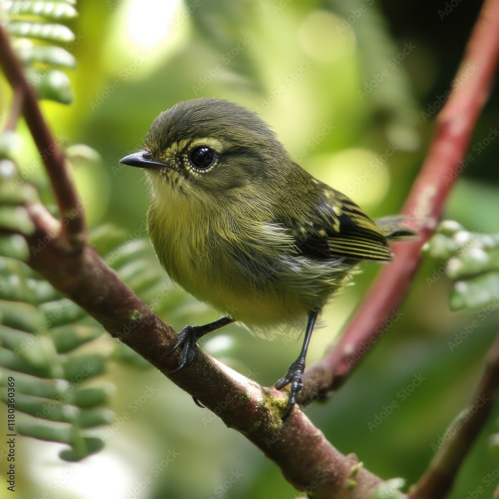 Poster small bird sitting on a branch of a tree