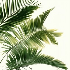 Obraz premium A close-up shot of a palm leaf on a white background, great for texture and pattern use