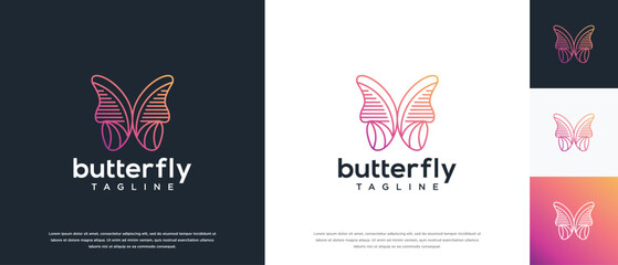 Luxury butterfly logo design. Beautiful butterfly logo template. Beauty, spa, salon, etc. logo symbol icon