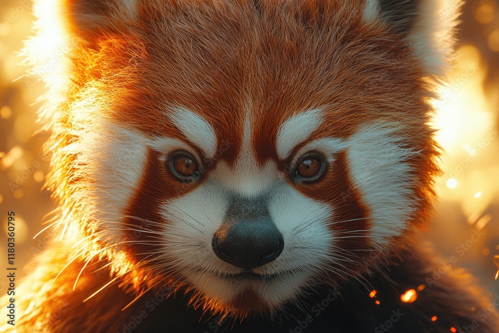 Poster A close-up view of a red panda's face, with its distinctive markings and features visible