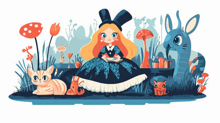 Obraz premium Alice in Wonderland Wide Angle Centered Composition Full Image