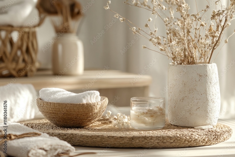 Poster a vase filled with flowers sits atop a table, perfect for decorating or adding a touch of elegance t