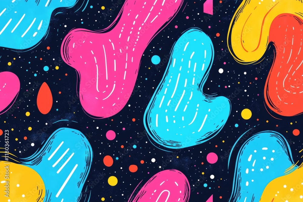 Poster Abstract design with bright colors and geometric patterns