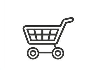 Minimalist Shopping Cart Line Art Icon – Modern E-Commerce Design