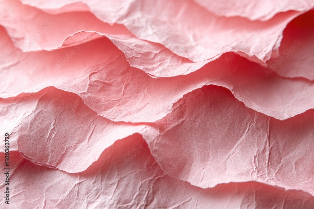 Poster a close-up shot of a pink paper texture with subtle wrinkles and creases