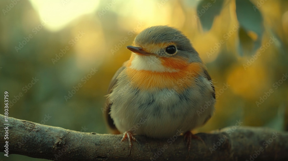 Poster a small bird sits atop a tree branch, ready to take flight