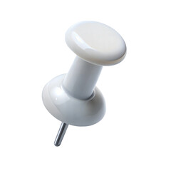 White push pin cutout on transparent background for easy integration in designs or presentations