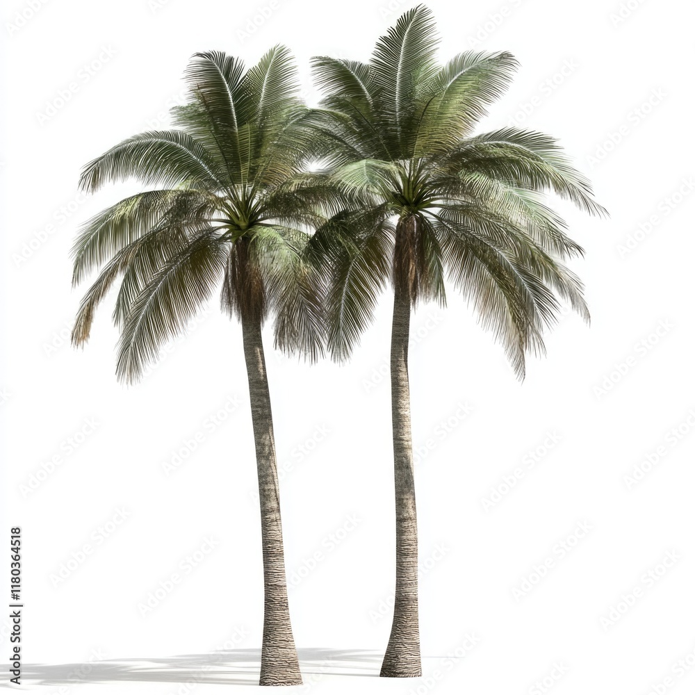 Poster A pair of palm trees on a clean and simple white background