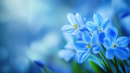 spring flowers on blue backgroundspring flowers on blue background