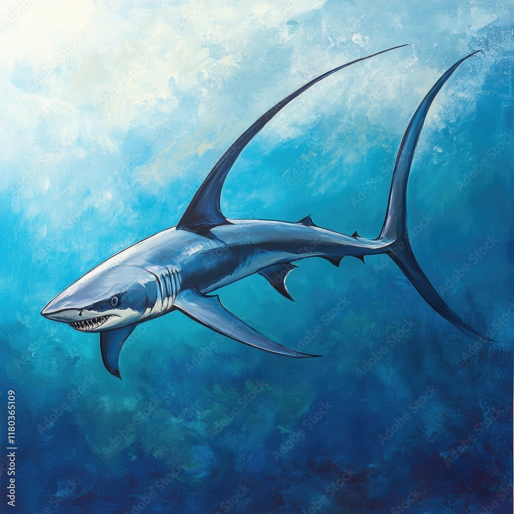 Poster a close-up image of a shark swimming in the ocean
