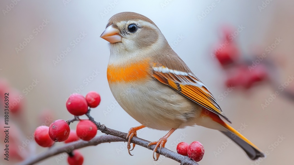 Poster A small bird is perched on the branch of a tree