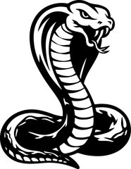 Illustration of snake in monochrome style. Viper snake in logo style. Design element for logo, emblem, sign, badge, poster. Vector illustration