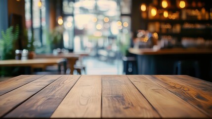 Empty tabletop with natural bokeh background for product