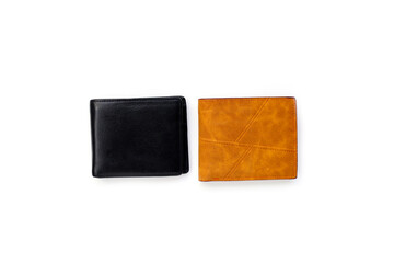 Black wallet on white background.