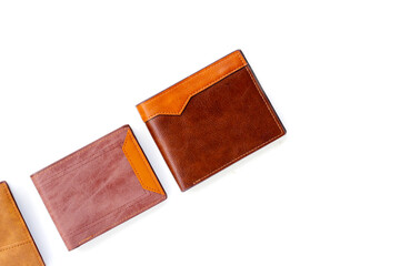 Black wallet on white background.