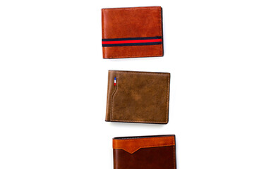 Black wallet on white background.