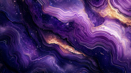 Cosmic purple agate texture, swirling vibrant patterns with starry accents, glowing highlights, intricate geological formations 