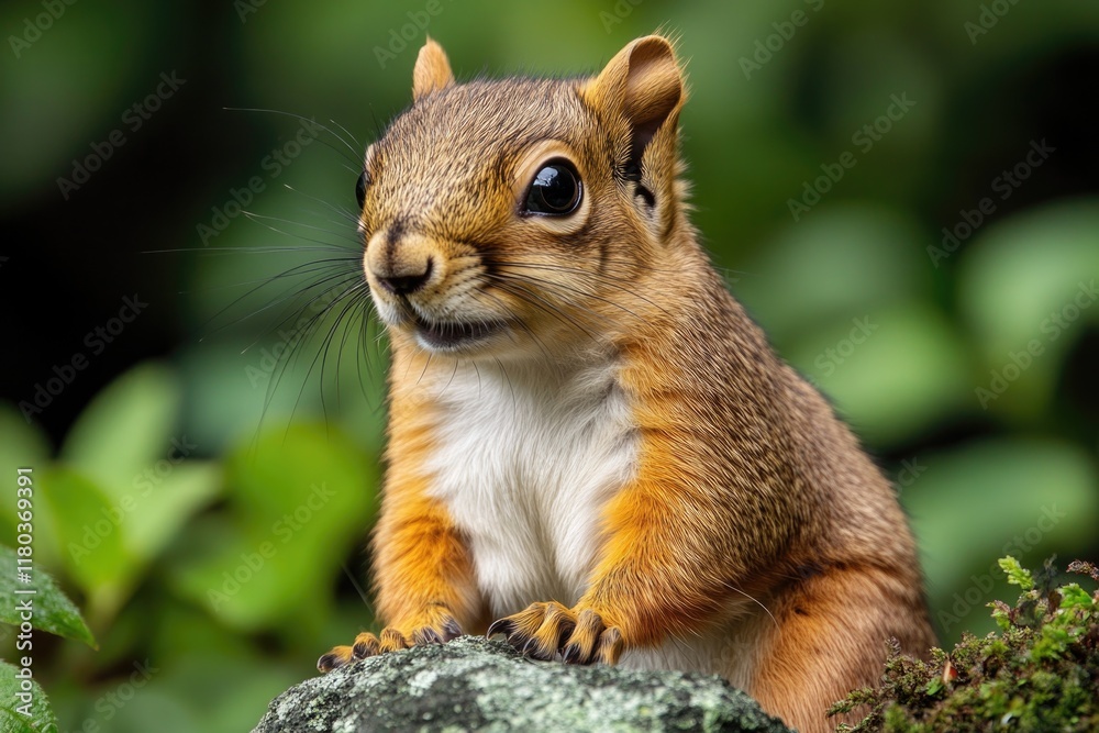 Aufkleber a close-up view of a squirrel sitting on a rock, looking out at the viewer
