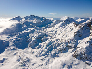 Winter view of Pirin Mountain near Polezhan and Bezbog Peaks, Bulgaria