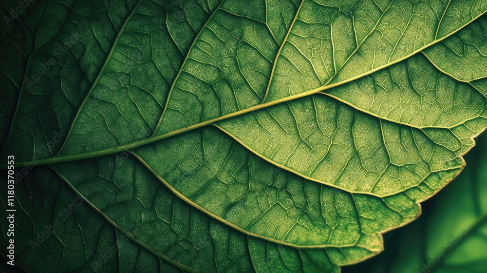 Aufkleber a close-up shot of a single leaf on a green background, ideal for uses such as botanical illustratio