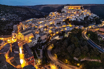 Ragusa Ibla - Veduta aerea notturna