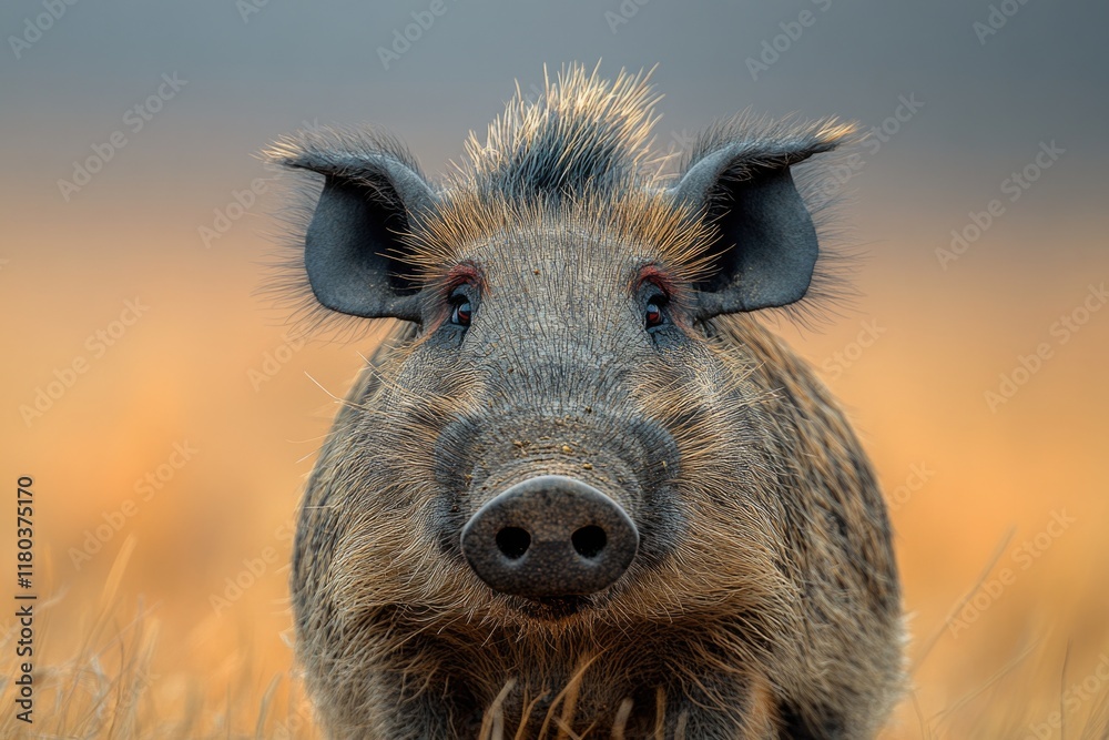 Poster close-up shot of a pig in a natural setting, suitable for use in agricultural or farm-themed project